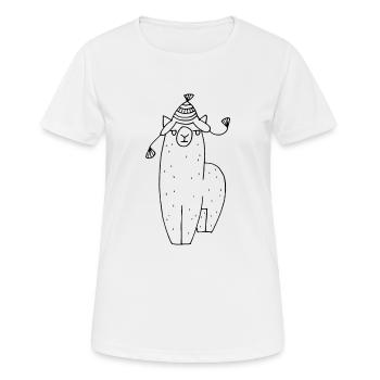 Alpaka mit Mütze - Frauen T-Shirt atmungsaktiv - Weiß - Vorne - AI Model Female 172 dark (172cm)