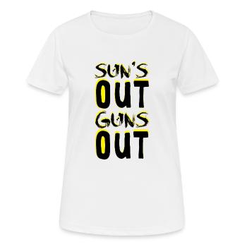 Guns Out - Frauen T-Shirt atmungsaktiv - Weiß - Vorne - AI Model Female 172 dark (172cm)