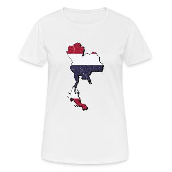 Thailand Karte mit der thailändischen Flagge - Frauen T-Shirt atmungsaktiv - Weiß - Vorne - AI Model Female 172 dark (172cm)