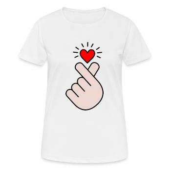 K-Pop Heart, Korea, Finger Heart, K-drama, Korean - Women's Breathable T-Shirt - white - Front - AI Model Female 172 dark (172cm)