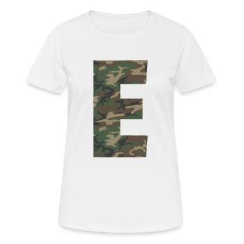 Tough letter E in camouflage pattern! Enlarge or - Women's Breathable T-Shirt - white - Front - AI Model Female 172 dark (172cm)
