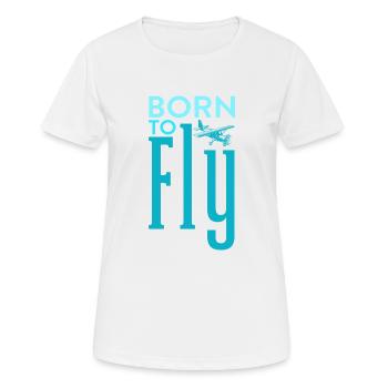 Né pour pilote d’aviation - T-shirt respirant Femme - blanc - Devant - AI Model Female 172 dark (172cm)