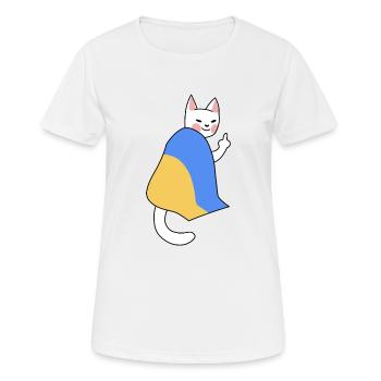 Cat under flag montre où le navire russe doit aller - T-shirt respirant Femme - blanc - Devant - AI Model Female 172 dark (172cm)