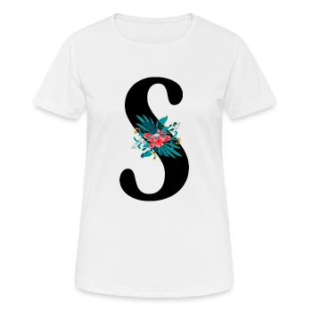 lettre S fleuris - T-shirt respirant Femme - blanc - Devant - AI Model Female 172 dark (172cm)