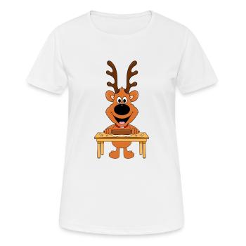 REH - RENTIER - WEIHNACHTSBÄCKEREI - WEIHNACHTEN - Frauen T-Shirt atmungsaktiv - Weiß - Vorne - AI Model Female 172 dark (172cm)