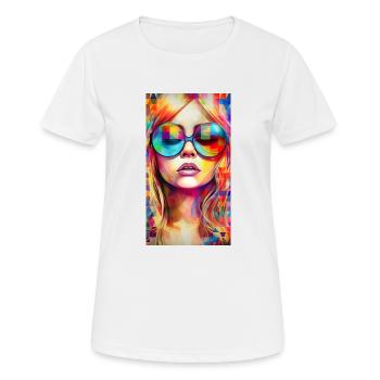izup2u freaky trippy adorable woman - Frauen T-Shirt atmungsaktiv - Weiß - Vorne - AI Model Female 172 dark (172cm)