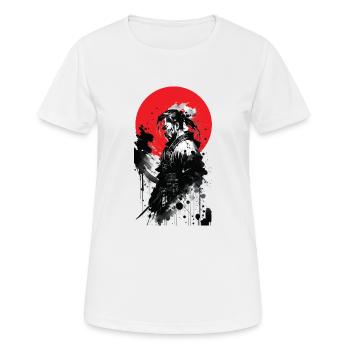Japanese Samurai Ink Art - Women's Breathable T-Shirt - white - Front - AI Model Female 172 dark (172cm)