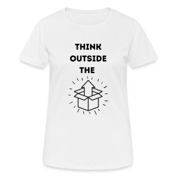Think outside the Box - Frauen T-Shirt atmungsaktiv - Weiß - Vorne - AI Model Female 172 dark (172cm)