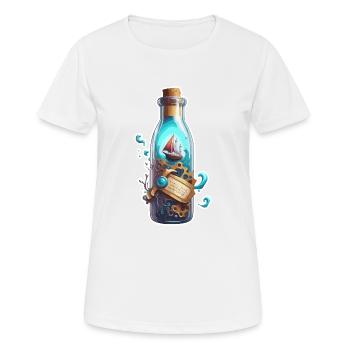 Magische Flasche / Korken / Unterwasser / Schiff - Frauen T-Shirt atmungsaktiv - Weiß - Vorne - AI Model Female 172 dark (172cm)