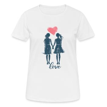 Frauen Liebe Herz Valentinstag LGBTQ - Frauen T-Shirt atmungsaktiv - Weiß - Vorne - AI Model Female 172 dark (172cm)