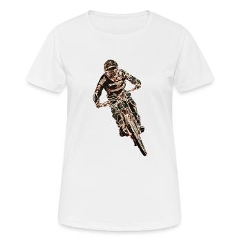 Downhill mountain biking - Women's Breathable T-Shirt - white - Front - AI Model Female 172 dark (172cm)