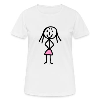 Funny Strichmännchen Frau mit rosa Rock - Frauen T-Shirt atmungsaktiv - Weiß - Vorne - AI Model Female 172 dark (172cm)