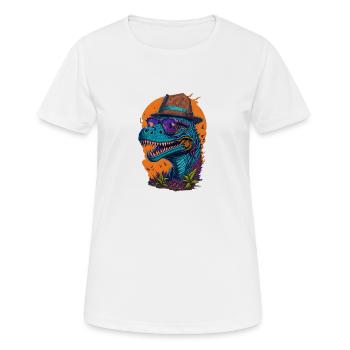 Dinosaurier mit Hut und Brille Lustig Modisch - Frauen T-Shirt atmungsaktiv - Weiß - Vorne - AI Model Female 172 dark (172cm)