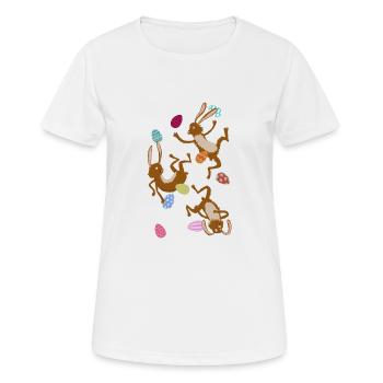 fallende Osterhasen - Frauen T-Shirt atmungsaktiv - Weiß - Vorne - AI Model Female 172 dark (172cm)