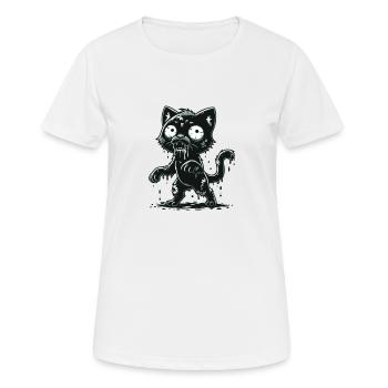 Zombie-Katze - Frauen T-Shirt atmungsaktiv - Weiß - Vorne - AI Model Female 172 dark (172cm)