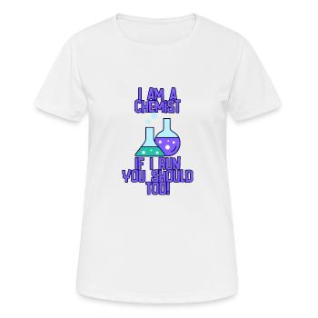 Je suis chimiste, si je cours, vous devriez aussi! - T-shirt respirant Femme - blanc - Devant - AI Model Female 172 dark (172cm)