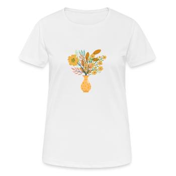 Vase à fleurs astucieux - T-shirt respirant Femme - blanc - Devant - AI Model Female 172 dark (172cm)