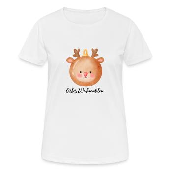 Erstes Weihnachten Aufdruck Christbaumkugel - Frauen T-Shirt atmungsaktiv - Weiß - Vorne - AI Model Female 172 dark (172cm)