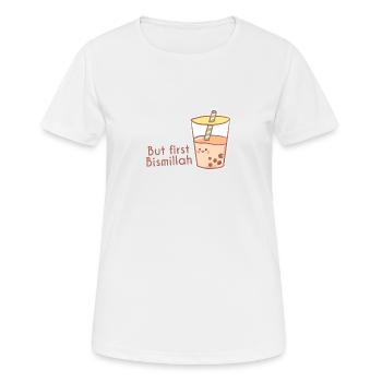 Mais d’abord Bismillah Bubble tea/ Islam - T-shirt respirant Femme - blanc - Devant - AI Model Female 172 dark (172cm)