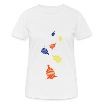 Ritter Helm - Frauen T-Shirt atmungsaktiv - Weiß - Vorne - AI Model Female 172 dark (172cm)