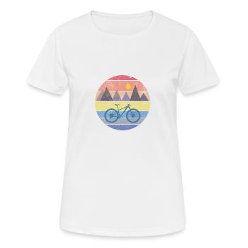 Mountainbike in den Bergen - Frauen T-Shirt atmungsaktiv - Weiß - Vorne - AI Model Female 172 dark (172cm)