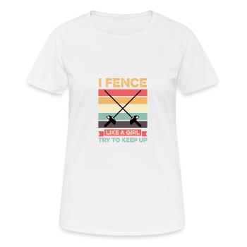 Clôture comme cadeau d’escrimeur de fille - T-shirt respirant Femme - blanc - Devant - AI Model Female 172 dark (172cm)