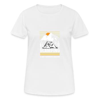 Meine lieblingsjahreszeit Explorer oder Backpacker - Frauen T-Shirt atmungsaktiv - Weiß - Vorne - AI Model Female 172 dark (172cm)