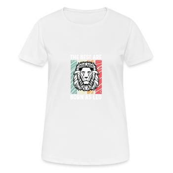 Geboren als Leo Leo- und Konstellationsliebhaber G - Frauen T-Shirt atmungsaktiv - Weiß - Vorne - AI Model Female 172 dark (172cm)