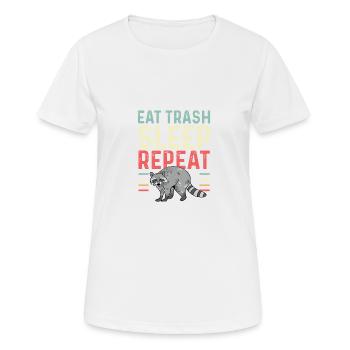 Manger, dormir, répéter Paresseux et somnolent - T-shirt respirant Femme - blanc - Devant - AI Model Female 172 dark (172cm)