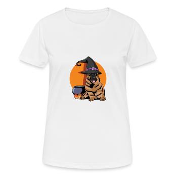 Halloween Deutscher Schäferhund Halloween -Fan Gif - Frauen T-Shirt atmungsaktiv - Weiß - Vorne - AI Model Female 172 dark (172cm)