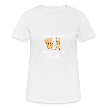 Sie kennen lustige Feinschmecker, wie spät es ist - Frauen T-Shirt atmungsaktiv - Weiß - Vorne - AI Model Female 172 dark (172cm)