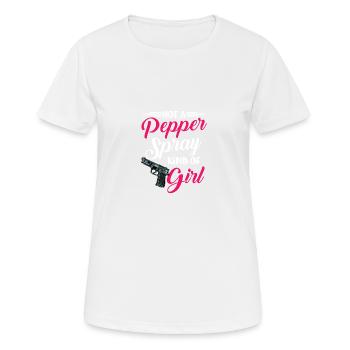 Pas de spray au poivre type de fille armes drôles - T-shirt respirant Femme - blanc - Devant - AI Model Female 172 dark (172cm)