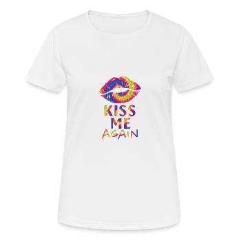 Tie dye les lèvres - embrasse-moi à nouveau - T-shirt respirant Femme - blanc - Devant - AI Model Female 172 dark (172cm)