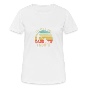 Ich bin sexy und ich mähe es lustig Retro Grass Ra - Frauen T-Shirt atmungsaktiv - Weiß - Vorne - AI Model Female 172 dark (172cm)