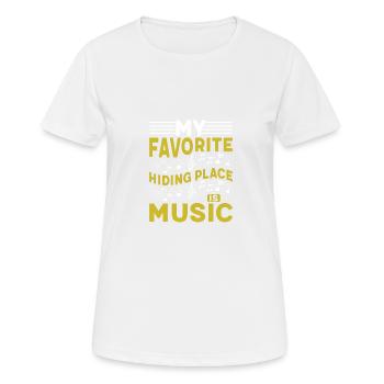 Ma cachette préférée est la musique - T-shirt respirant Femme - blanc - Devant - AI Model Female 172 dark (172cm)