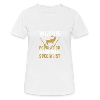 Spécialiste du contrôle des populations fauniques - T-shirt respirant Femme - blanc - Devant - AI Model Female 172 dark (172cm)