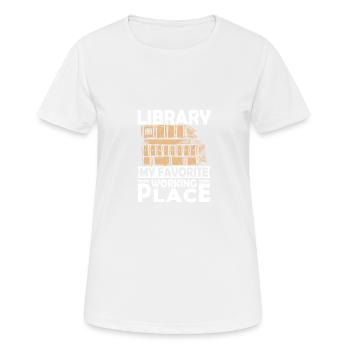 Bibliothèque mon lieu de travail préféré - T-shirt respirant Femme - blanc - Devant - AI Model Female 172 dark (172cm)