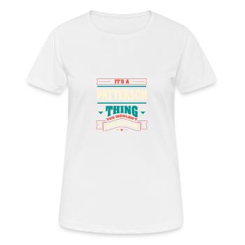 It is a Patterson thing, the surname for the F - Women's Breathable T-Shirt - white - Front - AI Model Female 172 dark (172cm)