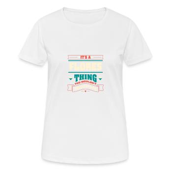 It is a Flores thing, the surname for the family - Women's Breathable T-Shirt - white - Front - AI Model Female 172 dark (172cm)