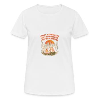 Imaginez que vous êtes un sans-abri en camping - T-shirt respirant Femme - blanc - Devant - AI Model Female 172 dark (172cm)