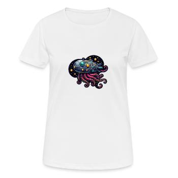 Phantasie Oktopus Raumschiff - Frauen T-Shirt atmungsaktiv - Weiß - Vorne - AI Model Female 172 dark (172cm)