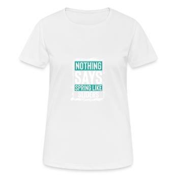 Rien ne dit le printemps comme les sliders Fun Vibes - T-shirt respirant Femme - blanc - Devant - AI Model Female 172 dark (172cm)