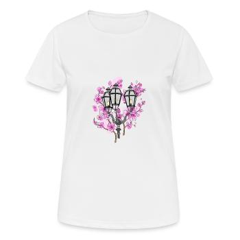 Lanterne en fleurs de cerisier - T-shirt respirant Femme - blanc - Devant - AI Model Female 172 dark (172cm)