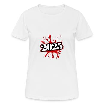 2025 klecks - Frauen T-Shirt atmungsaktiv - Weiß - Vorne - AI Model Female 172 dark (172cm)