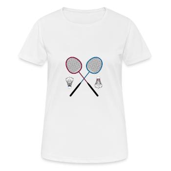 Badminton Federball Schläger - Frauen T-Shirt atmungsaktiv - Weiß - Vorne - AI Model Female 172 dark (172cm)