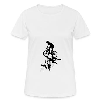 Mountainbike - Frauen T-Shirt atmungsaktiv - Weiß - Vorne - AI Model Female 172 dark (172cm)