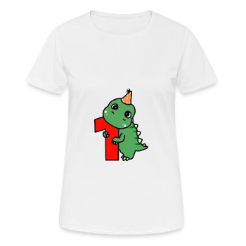 Dino Geburtstag Eins - Frauen T-Shirt atmungsaktiv - Weiß - Vorne - AI Model Female 172 dark (172cm)