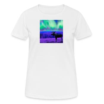 Elch schaut Polarlichter an - Frauen T-Shirt atmungsaktiv - Weiß - Vorne - AI Model Female 172 dark (172cm)
