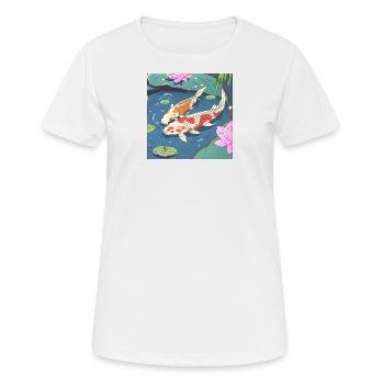 Koi Karpfen in einem Teich - Frauen T-Shirt atmungsaktiv - Weiß - Vorne - AI Model Female 172 dark (172cm)