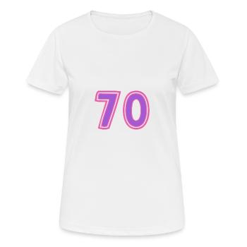 70. 70 ANS. 70e ANNIVERSAIRE. ANNIVERSAIRE 70 ANS. - T-shirt respirant Femme - blanc - Devant - AI Model Female 172 dark (172cm)
